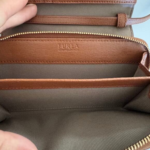 Furla Crossbody Wallet Bag Brown Leather - Picture 4 of 7